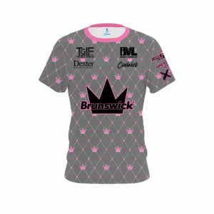 .Stefanie Johnson Brunswick Pink Gray Crowns CoolWick Bowling Jersey